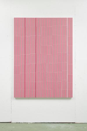 Joss Heierli, Untitled (red), 2023, paper on cotton, 150 x 110 cm