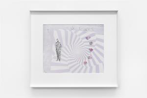 Dreamboy, 2023 Green-yellow light on light sensitive paper, photogram, (RA-4) glitter, PVA, superglue, silver star stickers, rocailles tubes mix, in custom aluminum, frame 7⅞ (H) x 9⅞ (W) in. 30 (H) x 35 (W) cm 11¾ (H) x 13¾ (W) in. (framed) 30.00 (H) x 35.00 (W) cm (framed) AGO0008
